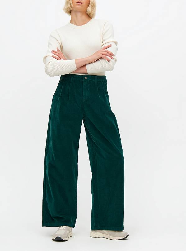 Green Wide Leg Corduroy Trousers 12
